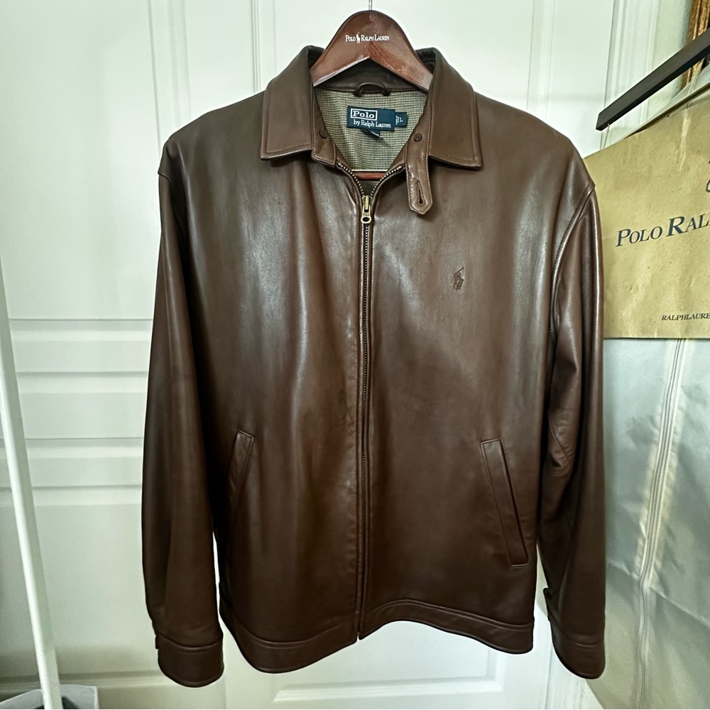 Polo by Ralph Lauren brown genuine leather jacket used Large Men’s soft light